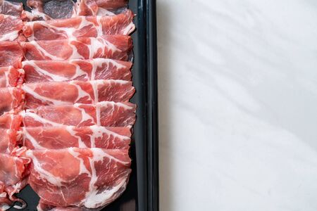 fresh sliced collar pork raw