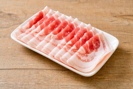 fresh raw pork belly slicedの写真素材