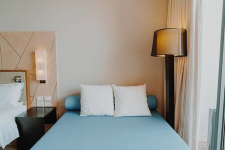 beautiful and comfortable pillow decoration in bedroom interior