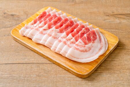 fresh raw pork belly slicedの写真素材