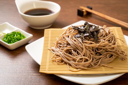 cold buckwheat soba noodles or zaru ramen - Japanese food style