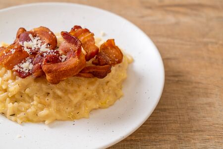 risotto with crispy bacon and cheeseの写真素材