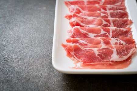 fresh sliced collar pork rawの写真素材
