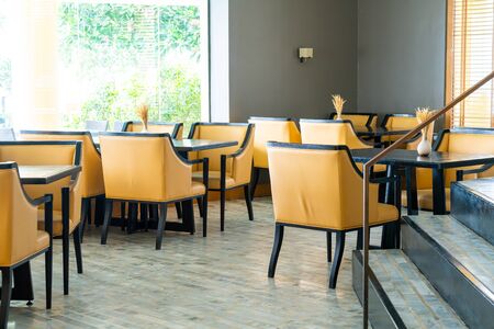 empty dinning table in cafe restaurantの写真素材