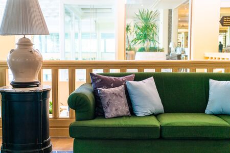 comfortable pillows decoration on sofaの写真素材