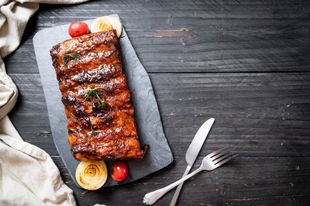 grilled and barbecue ribs porkの写真素材