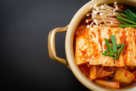 â€˜Kimchi Jjigaeâ€™ or Kimchi Soup with Soft Tofu or Korean Kimchi Stew  - Korean Food...