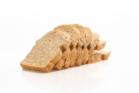 sliced wholegrain bread isolated on white background