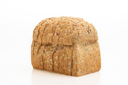 sliced wholegrain bread isolated on white background