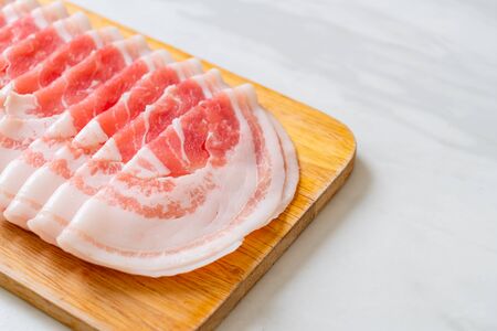 fresh raw pork belly slicedの写真素材