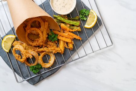 fried mixed vegetable (onions, carrot, baby corn, pumpkin) or tempura - vegetarian food style