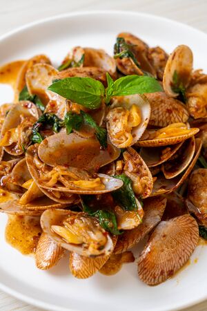 Stir Fried Clams with Roasted Chilli Paste - Asian food styleの写真素材