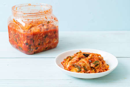 Kimchi cabbage on plate - Korean Traditional food styleの写真素材