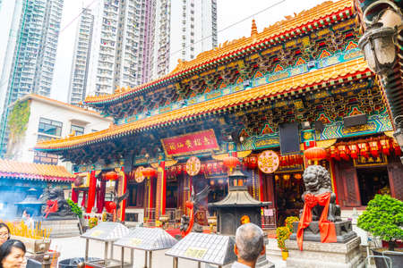 Kowloon, Hong Kong - FEB 22, 2019 : Wong Tai Sin Temple, famous temple in Hong Kong, Landmark.のeditorial素材