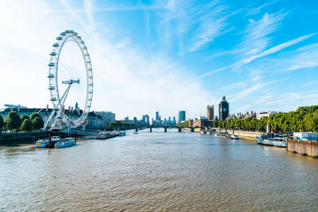 Big Ben and Westminster Bridge with River Thames in London, UKのeditorial素材