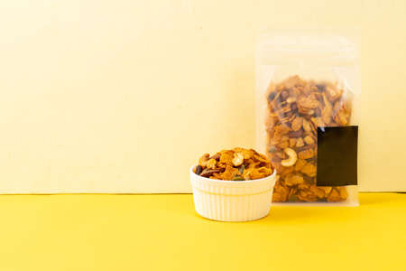 Grains cornflakes (Cashew nut, Almond, Pumpkin seeds and Sunflower seed) - healthy multigrain foodの写真素材