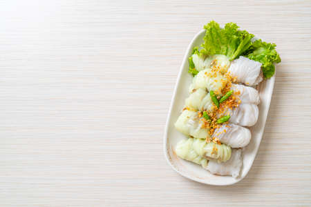 ( Kow Griep Pag Mor)Pork Steamed Rice Parcels or  Steamed Rice-Skin Dumplingsの写真素材