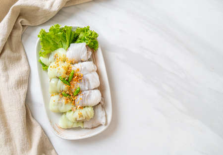 ( Kow Griep Pag Mor)Pork Steamed Rice Parcels or  Steamed Rice-Skin Dumplingsの写真素材