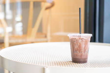 iced chocolate milkshake in coffee shop cafe