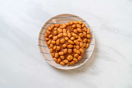 Thai Fried Peanut Cookies on plateの写真素材