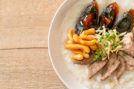 Pork Congee or Porridge with Pork bowlの写真素材
