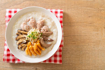Pork Congee or Porridge with Pork bowlの写真素材