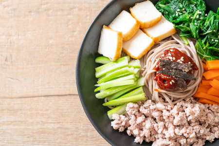 Korean spicy cold noodles - bibim makguksu or bibim guksu - Korean food styleの写真素材