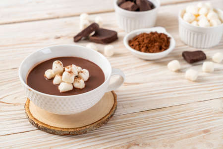 hot chocolate with marshmallows in cupの写真素材