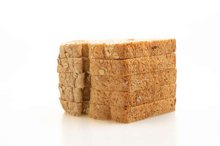 sliced wholegrain bread isolated on white background