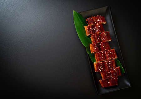 sliced grilled eel or grilled unagi with sauce   (Kabayaki) - .Japanese food style