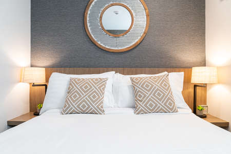 beautiful pillow on bed decoration room interior