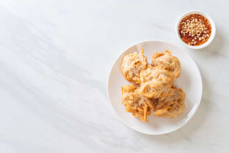 fried taro with sauce - vegan and vegetarian food style