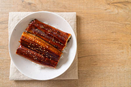 Japanese eel grilled with rice bowl or Unagi don - Japanese food styleの写真素材
