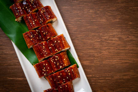 sliced grilled eel or grilled unagi with sauce   (Kabayaki) - .Japanese food style