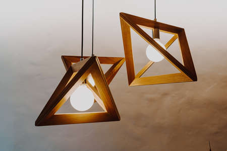 beautiful hanging lamp decoration on wallの写真素材