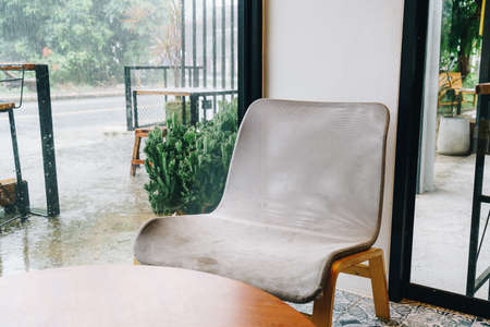 empty chair in coffee shop and cafe restaurant