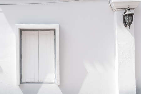 white wood window on wall with copy space