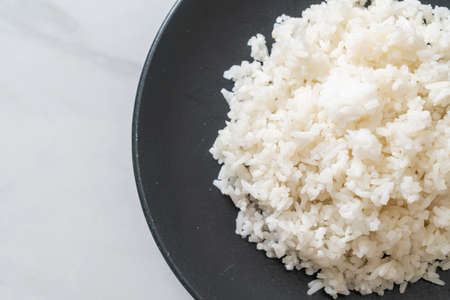 cooked Thai jasmine white rice on plate