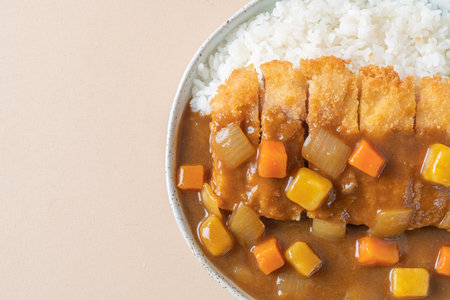 fried chicken cutlet curry with rice - Japanese food styleの写真素材
