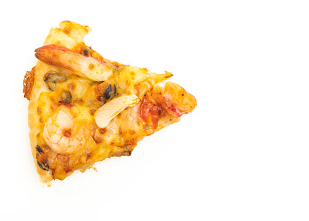 seafood pizza isolated on white backgroundの写真素材