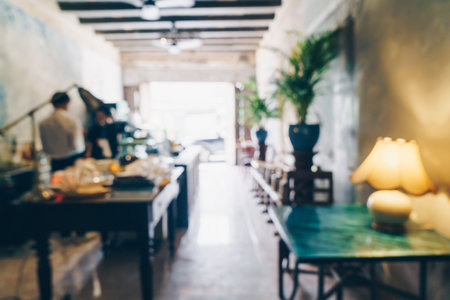 abstract blur coffee shop cafe and restaurant for backgroundの写真素材