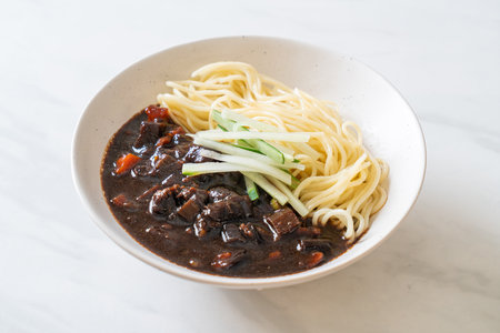 Jajangmyeon or JJajangmyeon is Korean Noodle with Black Sauce - Korean Food Styleの写真素材