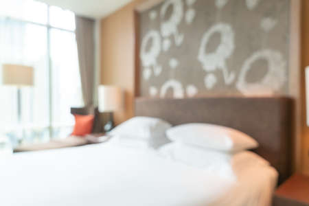 abstract blur hotel resort bedroom for backgroundの写真素材