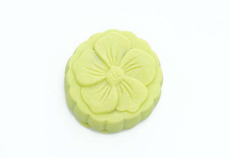 moon cake green tea and red bean flavour isolated on white background