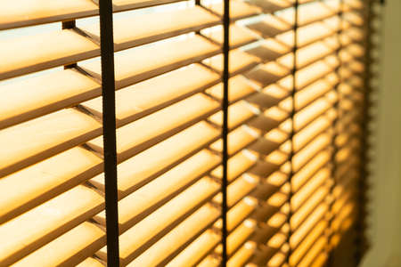 close-up bamboo blind, bamboo curtain, chick, Venetian blind or sun-blind - soft focus pointの写真素材