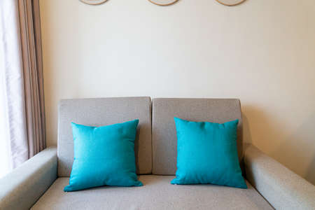 comfortable pillows decoration on sofa in living roomの写真素材
