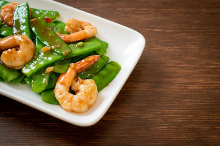 Stir-Fried Green Peas with Shrimp - Homemade food styleの写真素材