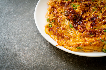 omelet with long beans or cow-pea - homemade food styleの写真素材