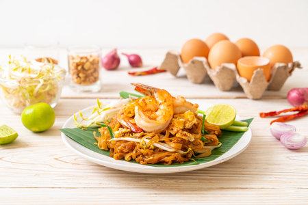 Pad Thai - stir-fried rice noodles with 
shrimp - Thai food styleの写真素材
