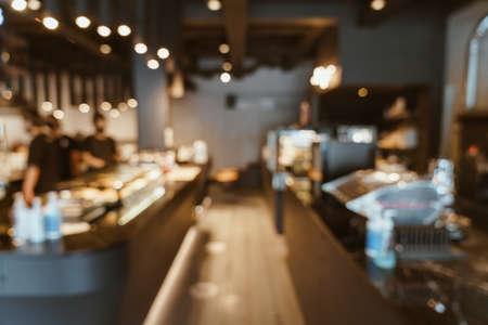 abstract blur coffee shop and cafe restaurant for backgroundの写真素材